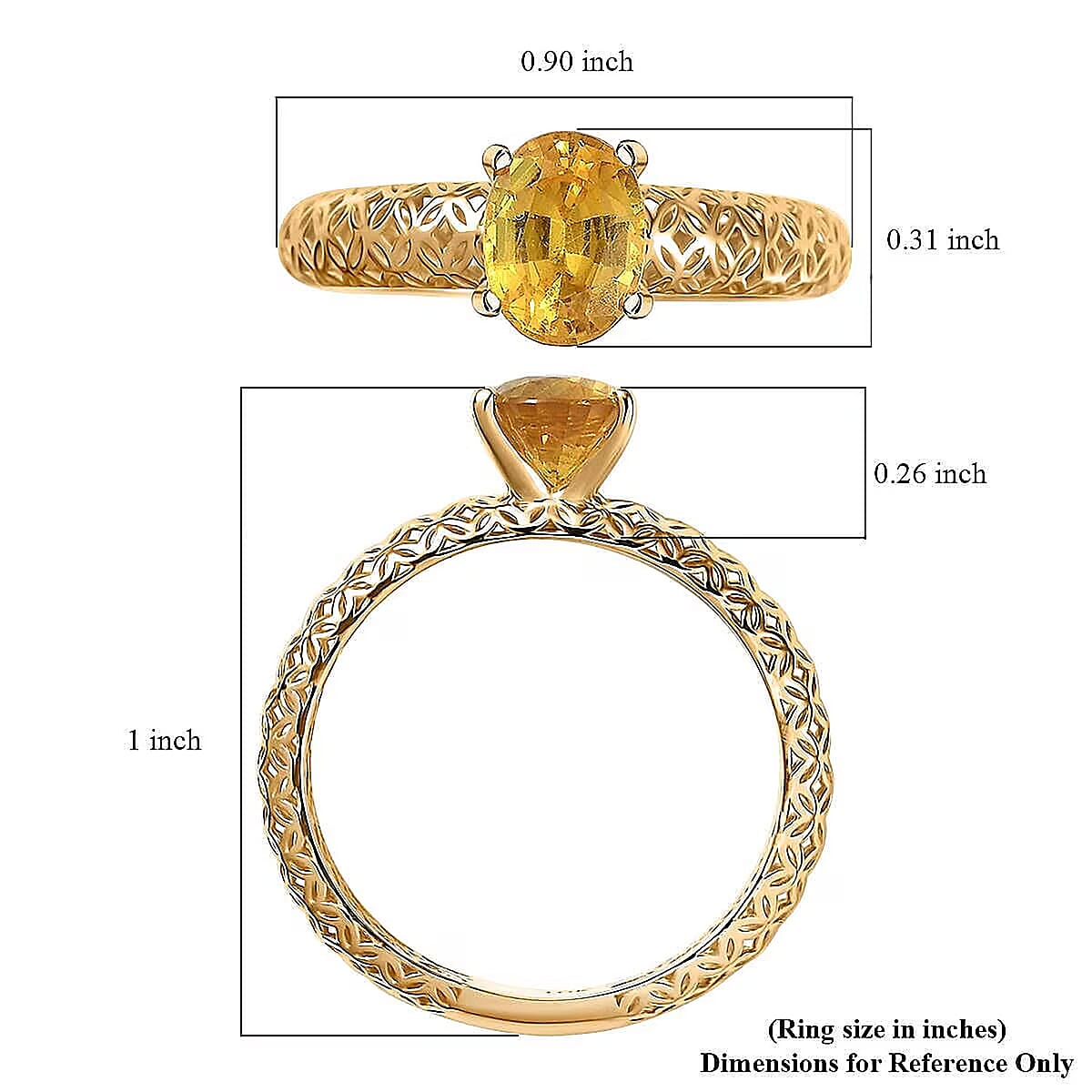 Mirage Collection Madagascar Yellow Sapphire Ring in 10K Yellow Gold 1.50 ctw (Size 6.5) image number 5