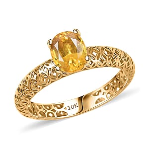 Mirage Collection Premium Madagascar Yellow Sapphire 1.50 ctw Golden Grove Ring in 10K Yellow Gold (Size 8.5)