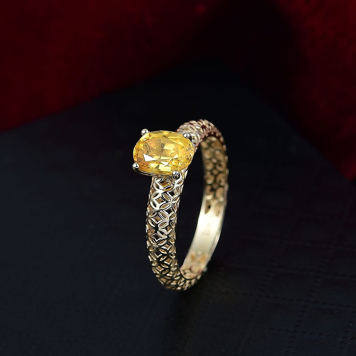 Mirage Collection Premium Madagascar Yellow Sapphire 1.50 ctw Golden Grove Ring in 10K Yellow Gold (Size 8.5) image number 1