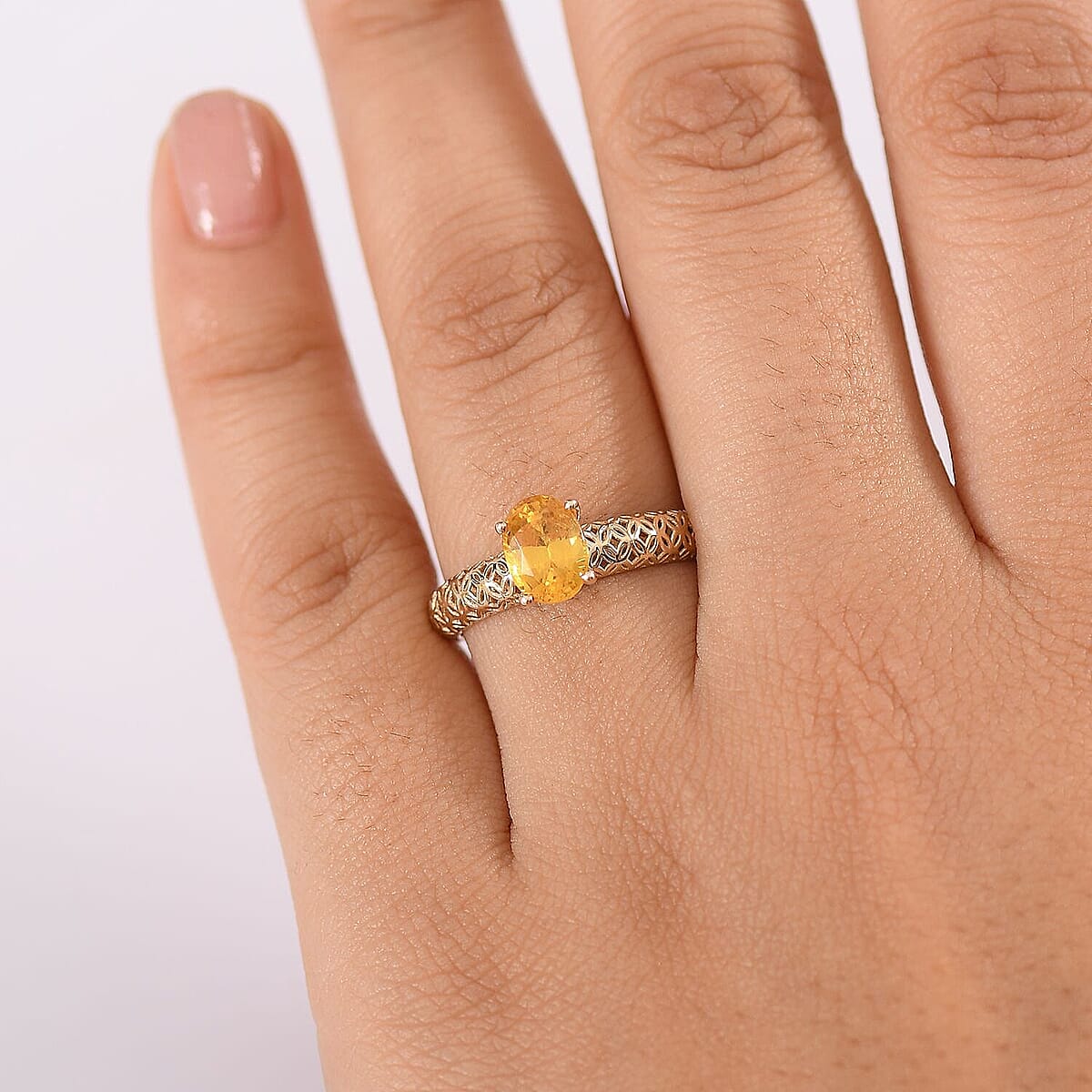 Mirage Collection Premium Madagascar Yellow Sapphire 1.50 ctw Golden Grove Ring in 10K Yellow Gold (Size 8.5) image number 2