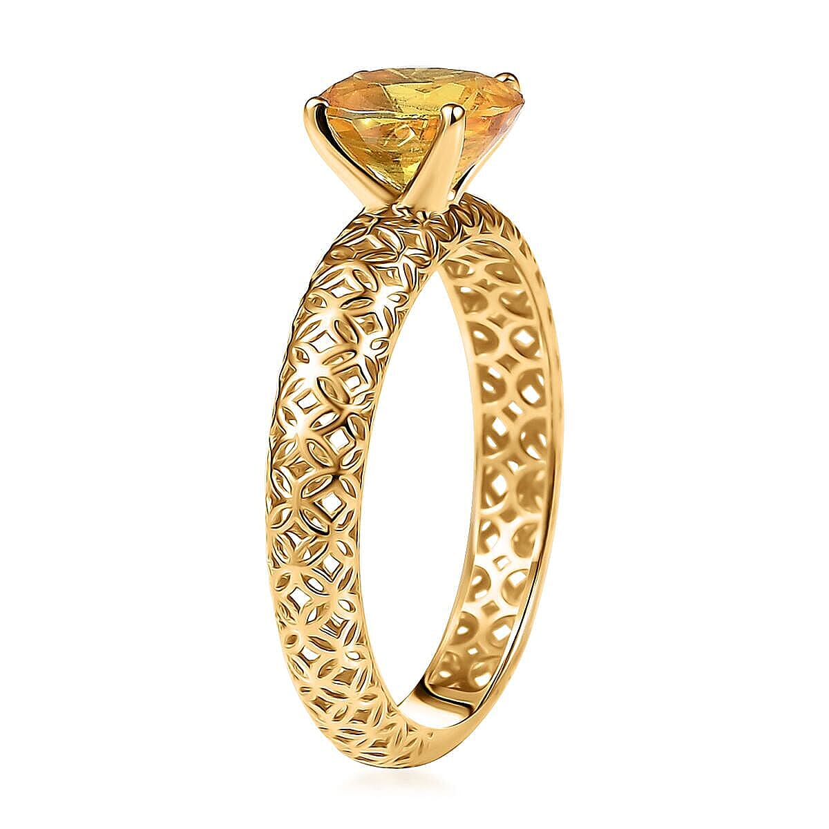 Mirage Collection Premium Madagascar Yellow Sapphire 1.50 ctw Golden Grove Ring in 10K Yellow Gold (Size 8.5) image number 3