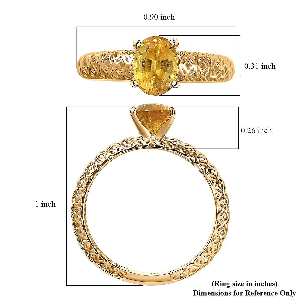 Mirage Collection Premium Madagascar Yellow Sapphire 1.50 ctw Golden Grove Ring in 10K Yellow Gold (Size 8.5) image number 5