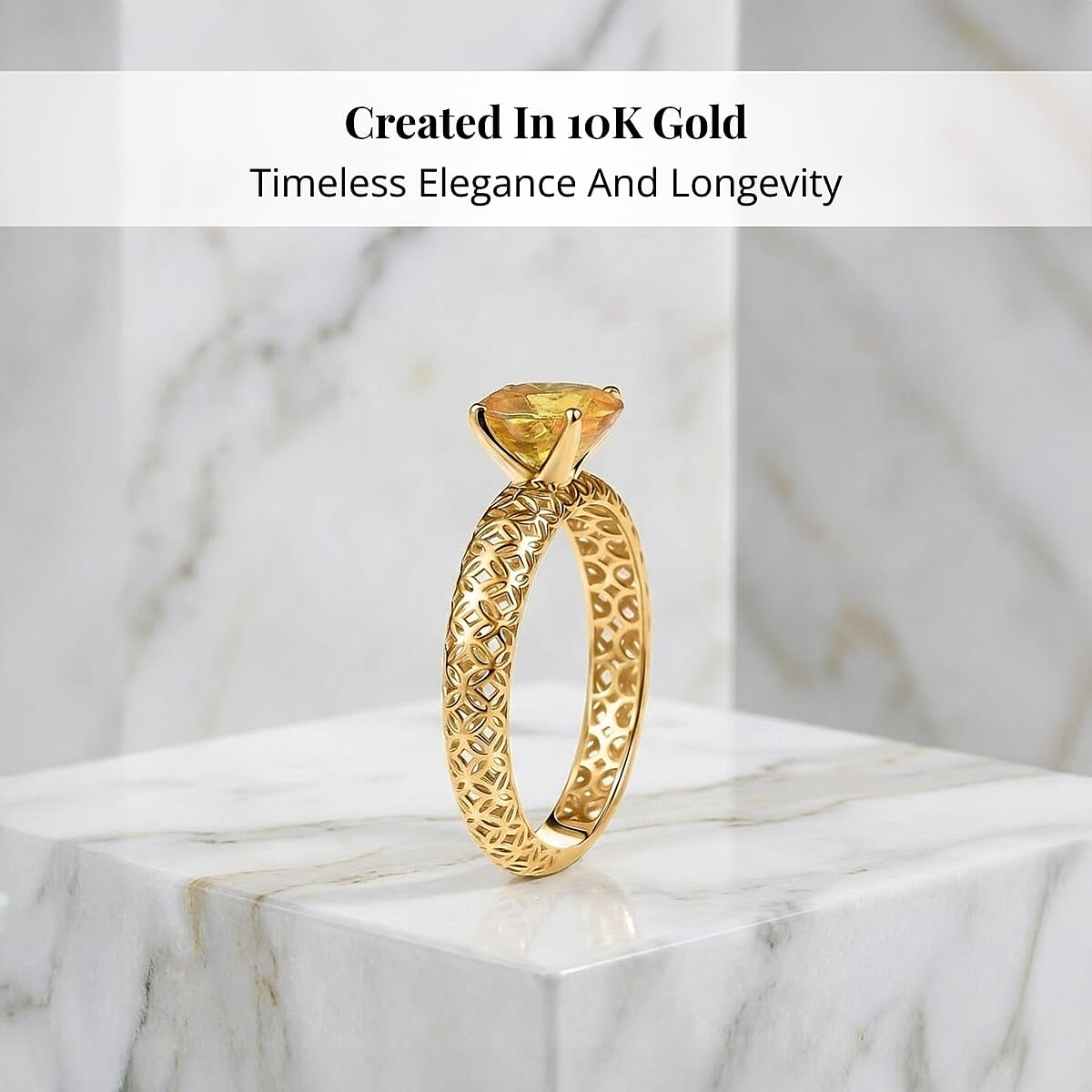 Mirage Collection Madagascar Yellow Sapphire Ring in 10K Yellow Gold 1.50 ctw (Size 11.0) image number 2