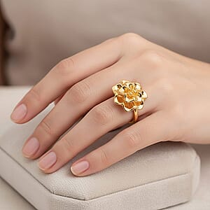 24K Yellow Gold Floral Ring 1 Grams  (Size 9.5)