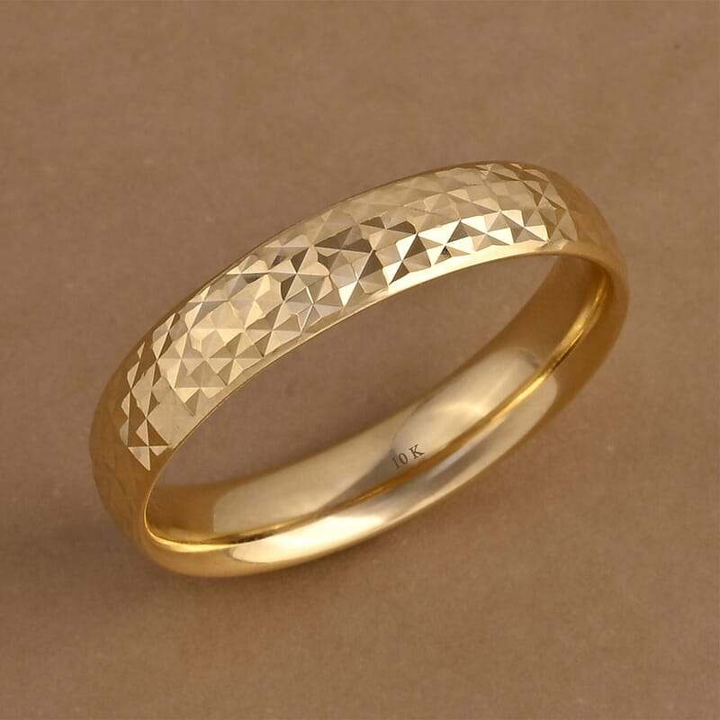 10K Yellow Gold Diamond-Cut Ring 1.62 Grams (Size 6.5)