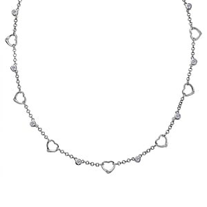 EverTrue Moissanite 1.00 ctw Forever Linked Hearts Necklace 18 Inches in Platinum Bond