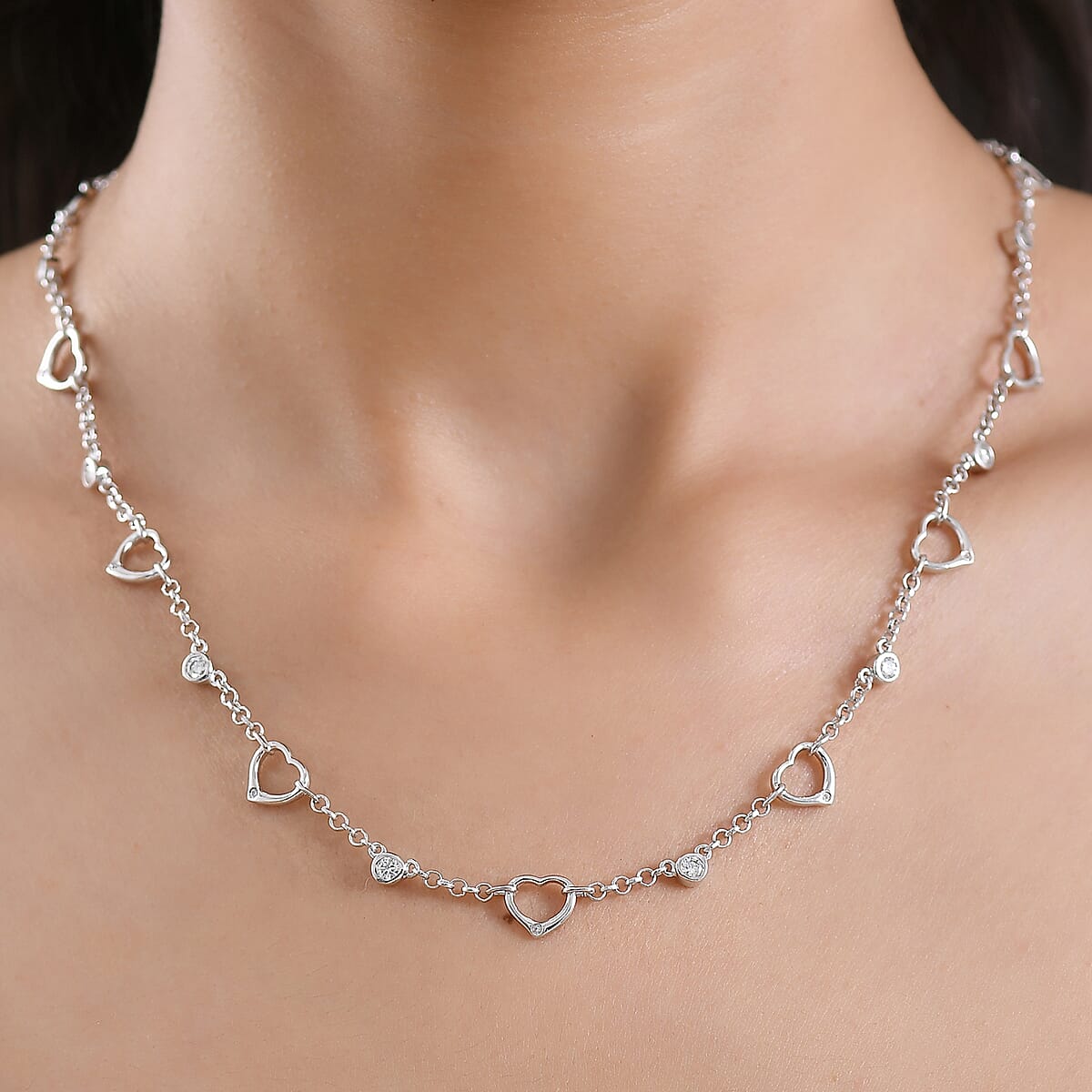EverTrue Moissanite Necklace (18 Inches) in Platinum Bond 1.00 ctw image number 2