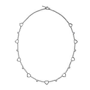 EverTrue Moissanite 1.00 ctw Forever Linked Hearts Necklace 18 Inches in Platinum Bond