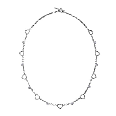 EverTrue Moissanite 1.00 ctw Forever Linked Hearts Necklace 18 Inches in Platinum Bond