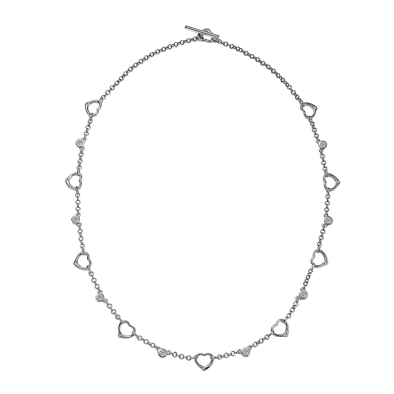 EverTrue Moissanite 1.00 ctw Forever Linked Hearts Necklace 18 Inches in Platinum Bond