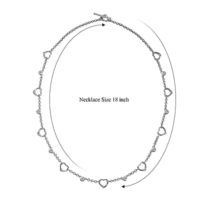 EverTrue Moissanite 1.00 ctw Forever Linked Hearts Necklace 18 Inches in Platinum Bond