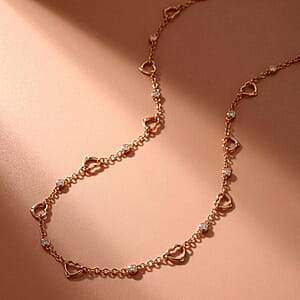 EverTrue Moissanite 1.00ctw Forever Linked Hearts Necklace 18 Inches in 18K RG Plated