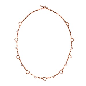 EverTrue Moissanite 1.00ctw Forever Linked Hearts Necklace 18 Inches in 18K RG Plated