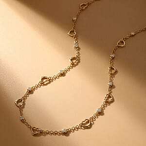 EverTrue Moissanite 1.00 ctw Forever Linked Hearts Necklace 18 Inches in 18K YG Plated