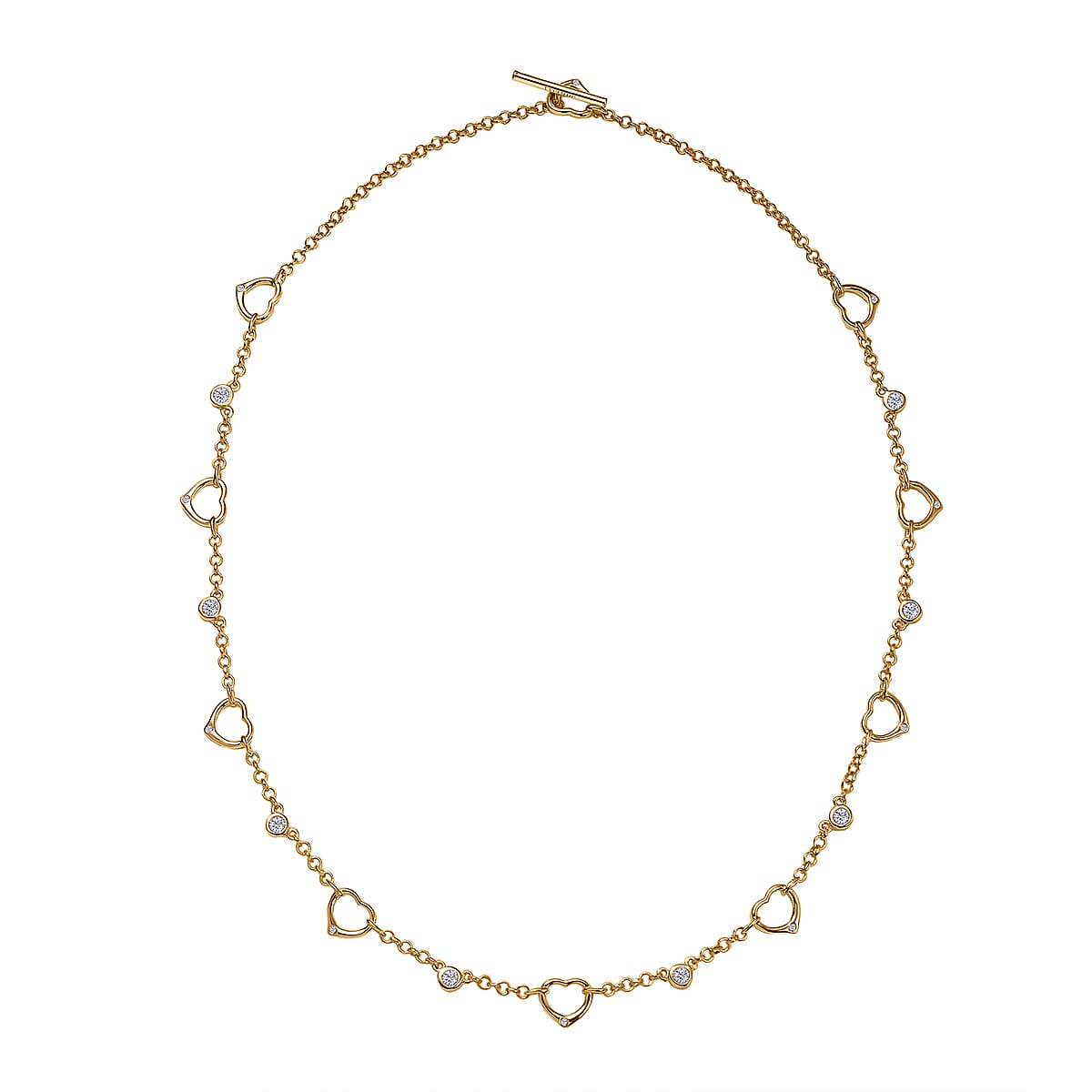 EverTrue Moissanite 1.00 ctw Forever Linked Hearts Necklace 18 Inches in 18K YG Plated image number 3