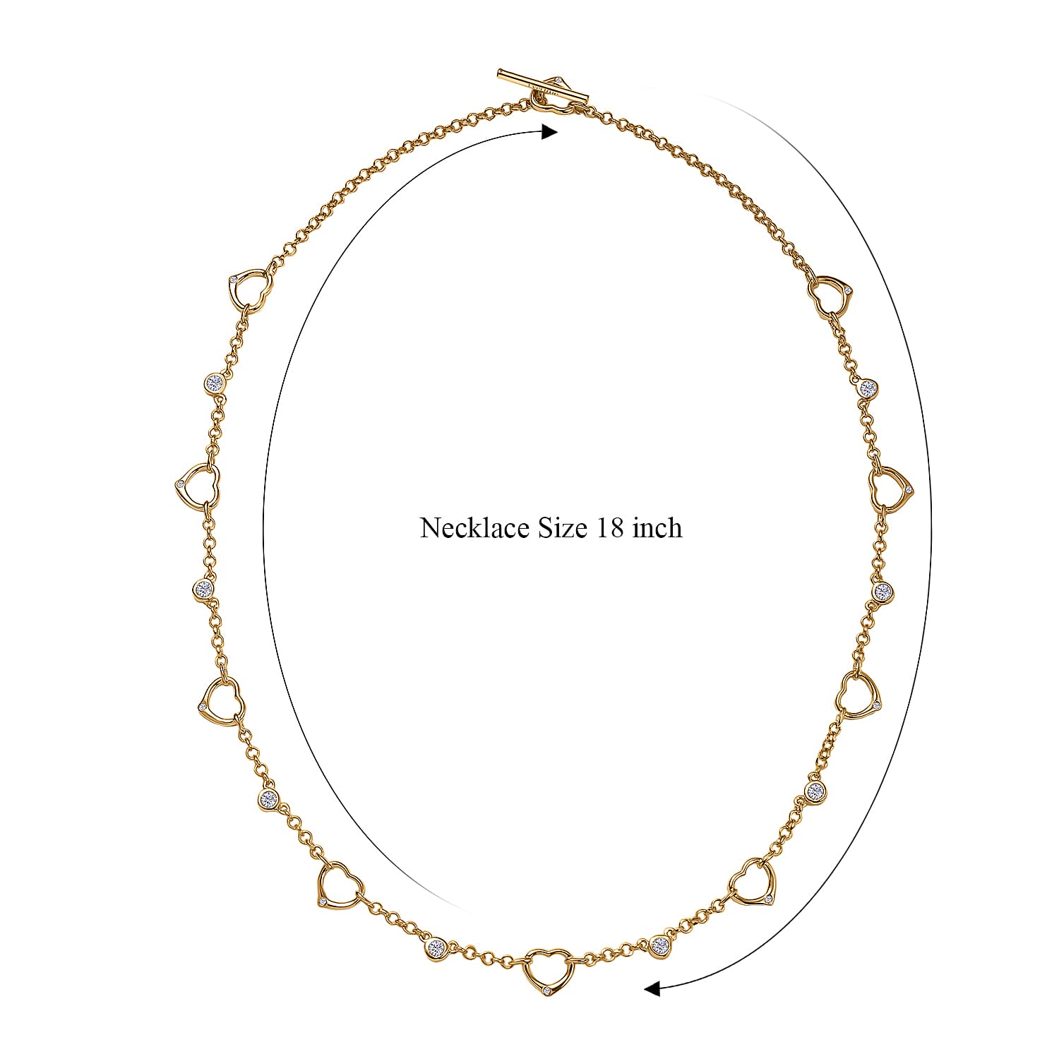 EverTrue Moissanite 1.00 ctw Forever Linked Hearts Necklace 18 Inches in 18K YG Plated