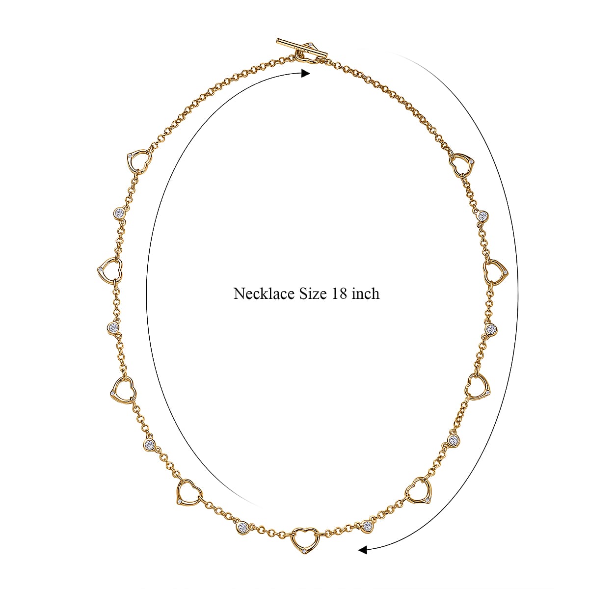 EverTrue Moissanite 1.00 ctw Forever Linked Hearts Necklace 18 Inches in 18K YG Plated image number 5