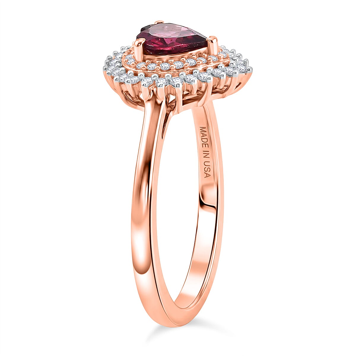 Premium Malawi Magenta Garnet and Luxuriant Lab Grown Diamond G-H SI 1.10 ctw Ring in 18K Vermeil Rose Gold Over Sterling Silver (Size 10.0) image number 3