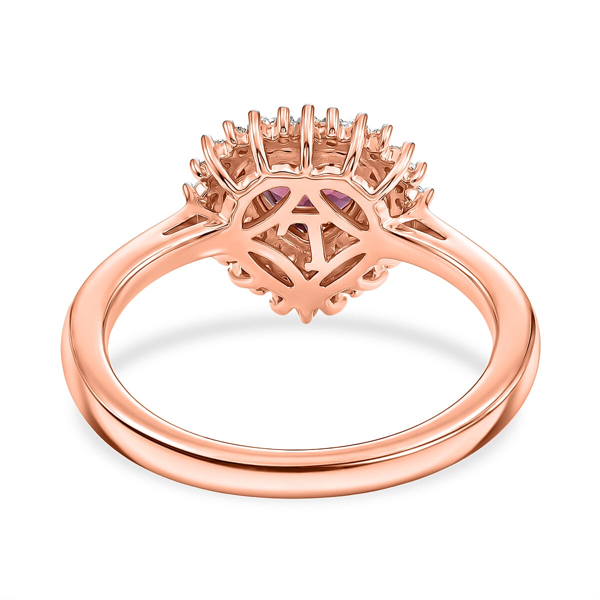 Premium Malawi Magenta Garnet and Luxuriant Lab Grown Diamond G-H SI 1.10 ctw Ring in 18K Vermeil Rose Gold Over Sterling Silver (Size 10.0) image number 4