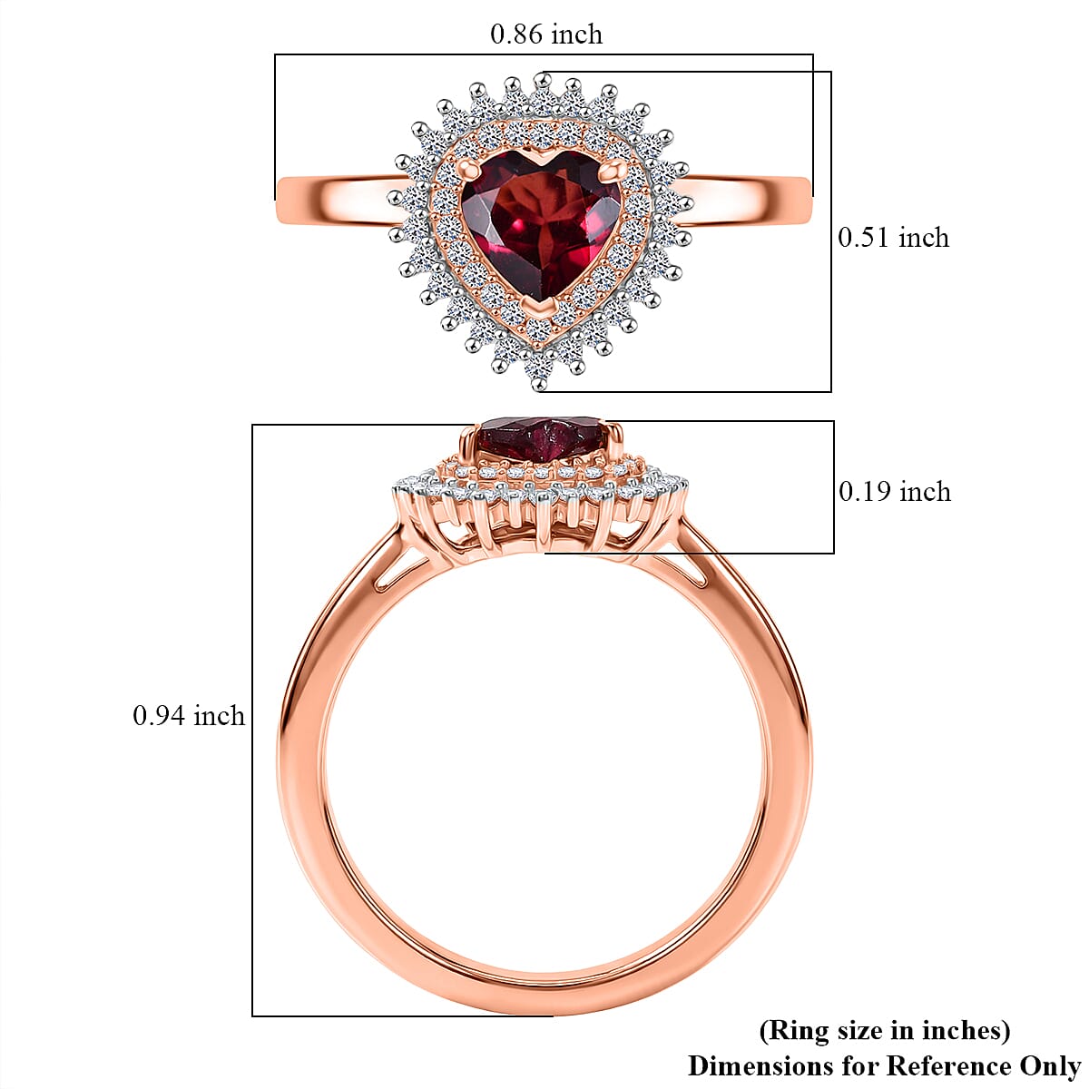 Premium Malawi Magenta Garnet and Luxuriant Lab Grown Diamond G-H SI 1.10 ctw Ring in 18K Vermeil Rose Gold Over Sterling Silver (Size 10.0) image number 5