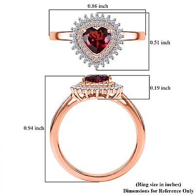 Premium Malawi Magenta Garnet and Luxuriant Lab Grown Diamond G-H SI 1.10 ctw Crown Affair Ring in 18K Vermeil Rose Gold Over Sterling Silver (Size 10.0)