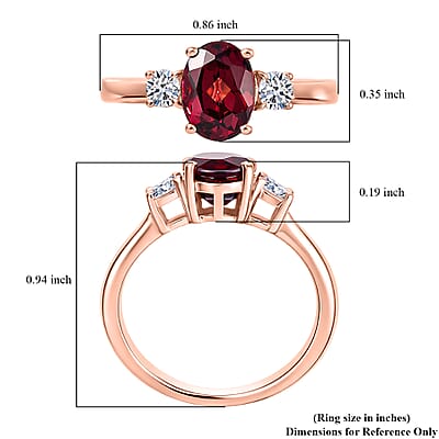 Premium Malawi Magenta Garnet and Luxuriant Lab Grown Diamond G-H SI 1.70 ctw Solace Ring in 18K Vermeil Rose Gold Over Sterling Silver (Size 10.0)