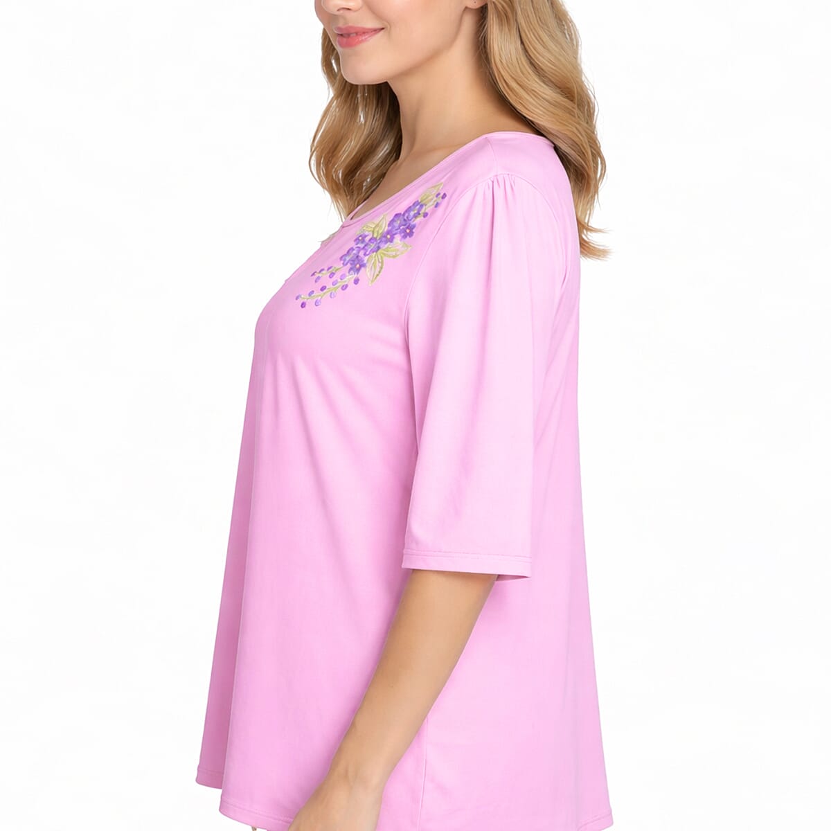 La Marey Pink Embroidered Top - One Size Plus image number 2