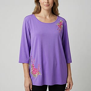 La Marey Purple Embroidered Top - One Size Plus