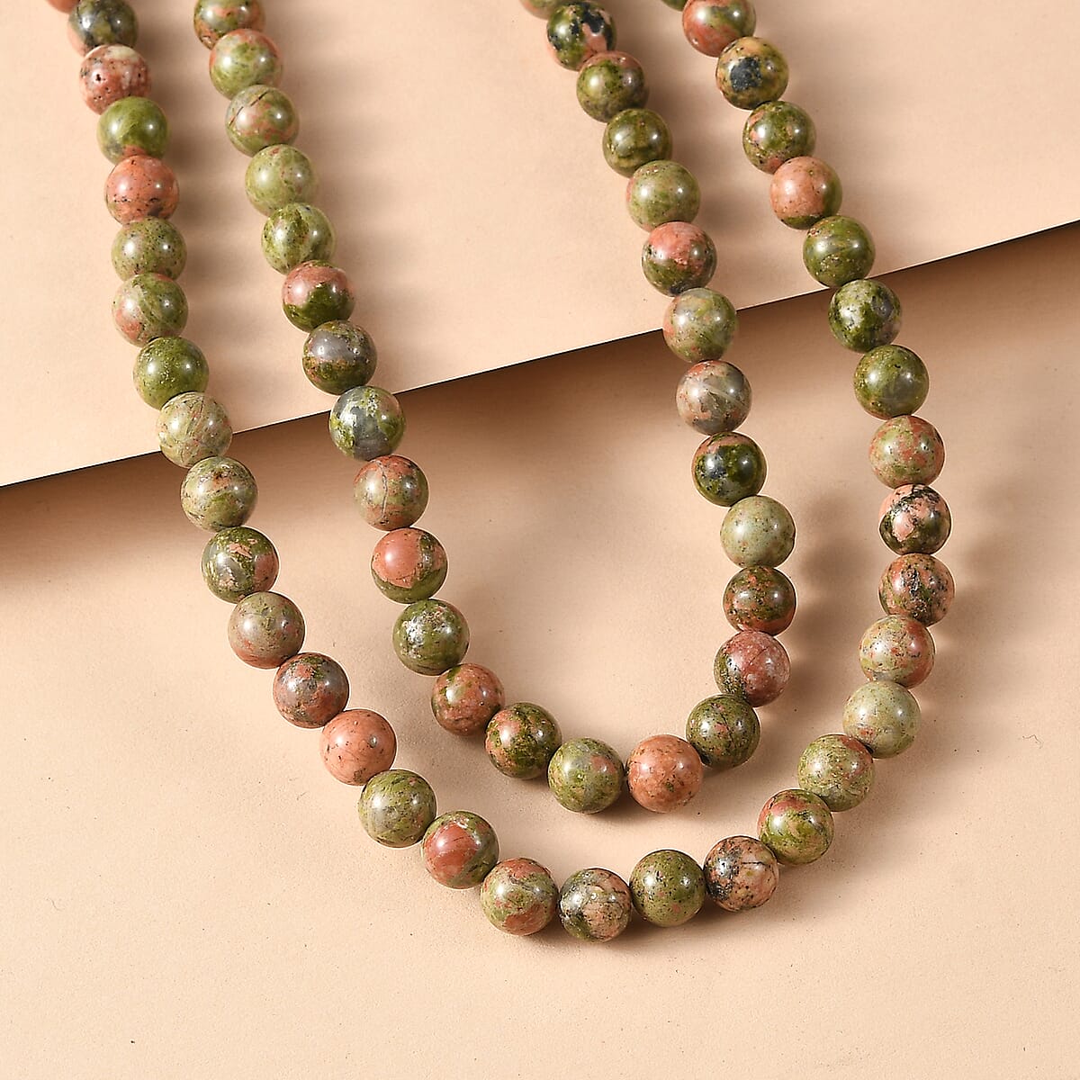 Unakite 280.00 ctw Beaded Necklace (36 Inches) image number 1
