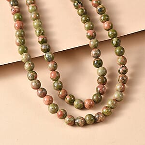 Unakite 280.00 ctw Beaded Necklace (36 Inches)
