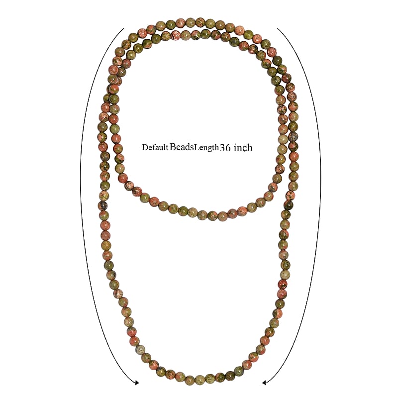 Unakite 280.00 ctw Beaded Necklace (36 Inches)