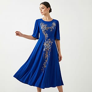 La Marey Blue Crystal Embellished Dress - One Size Missy