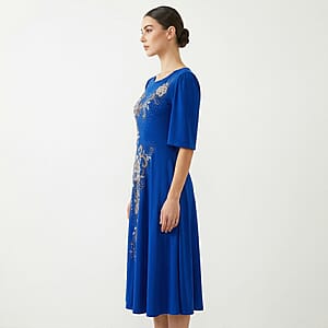 La Marey Blue Crystal Embellished Dress - One Size Missy
