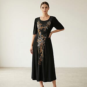 La Marey Black Crystal Embellished Dress - One Size Plus