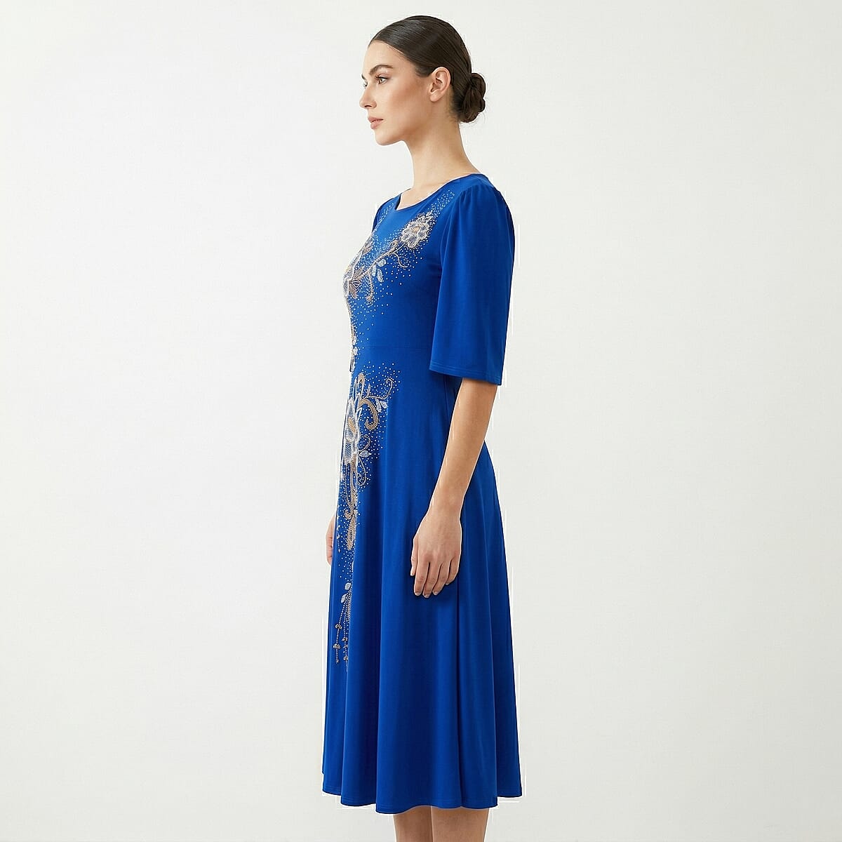 La Marey Blue Crystal Embellished Dress - One Size Plus image number 2