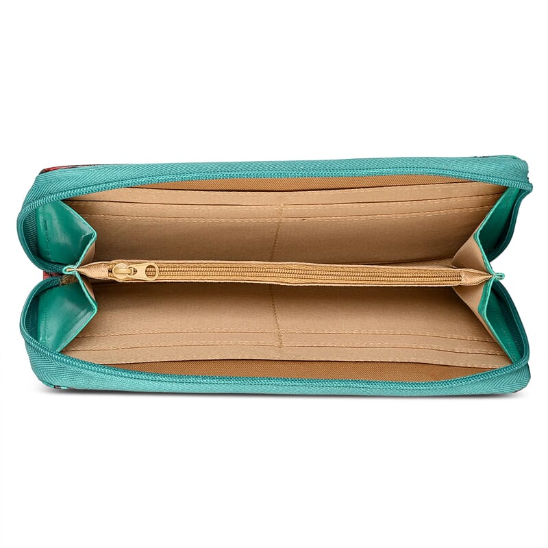 La Marey Turquoise Blue RFID Protected Tooled Leather Women's Wallet