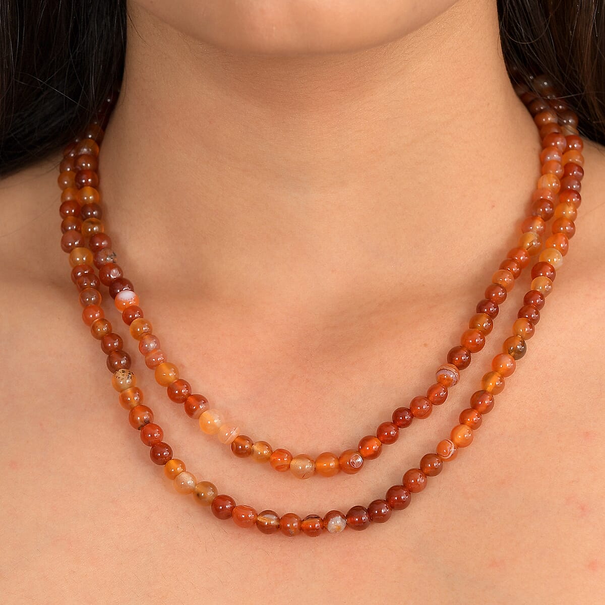 Carnelian 235.00 ctw Beaded Necklace (36 Inches) image number 2