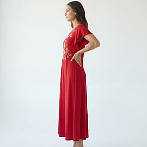 La Marey Red Embroidered Dress - One Size Missy