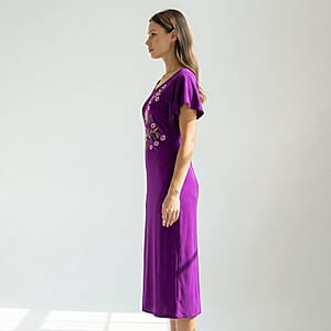 La Marey Purple Embroidered Dress - One Size Missy 