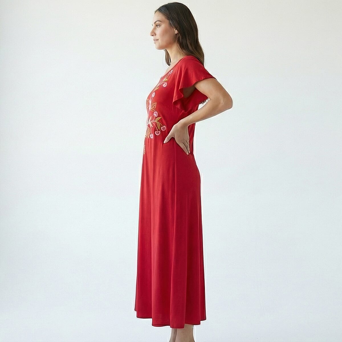 La Marey Red Embroidered Dress - One Size Plus  image number 2