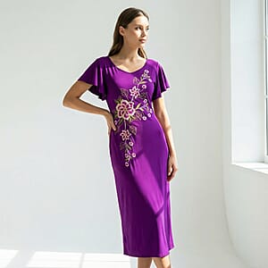 La Marey Purple Embroidered Dress - One Size Plus