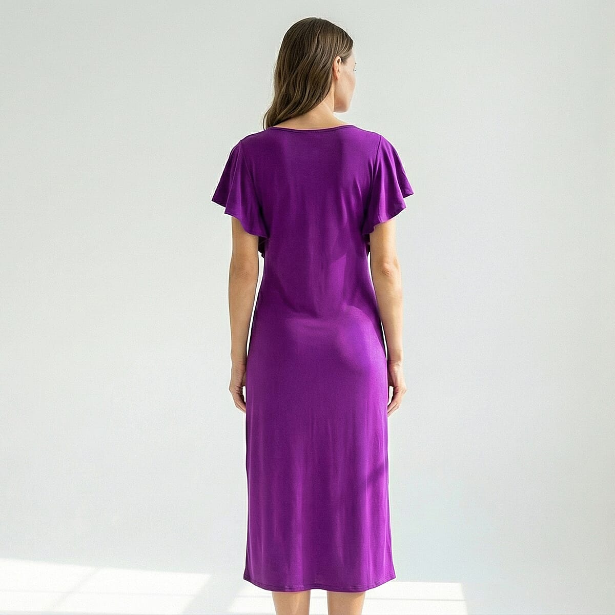 La Marey Purple Embroidered Dress - One Size Plus image number 1