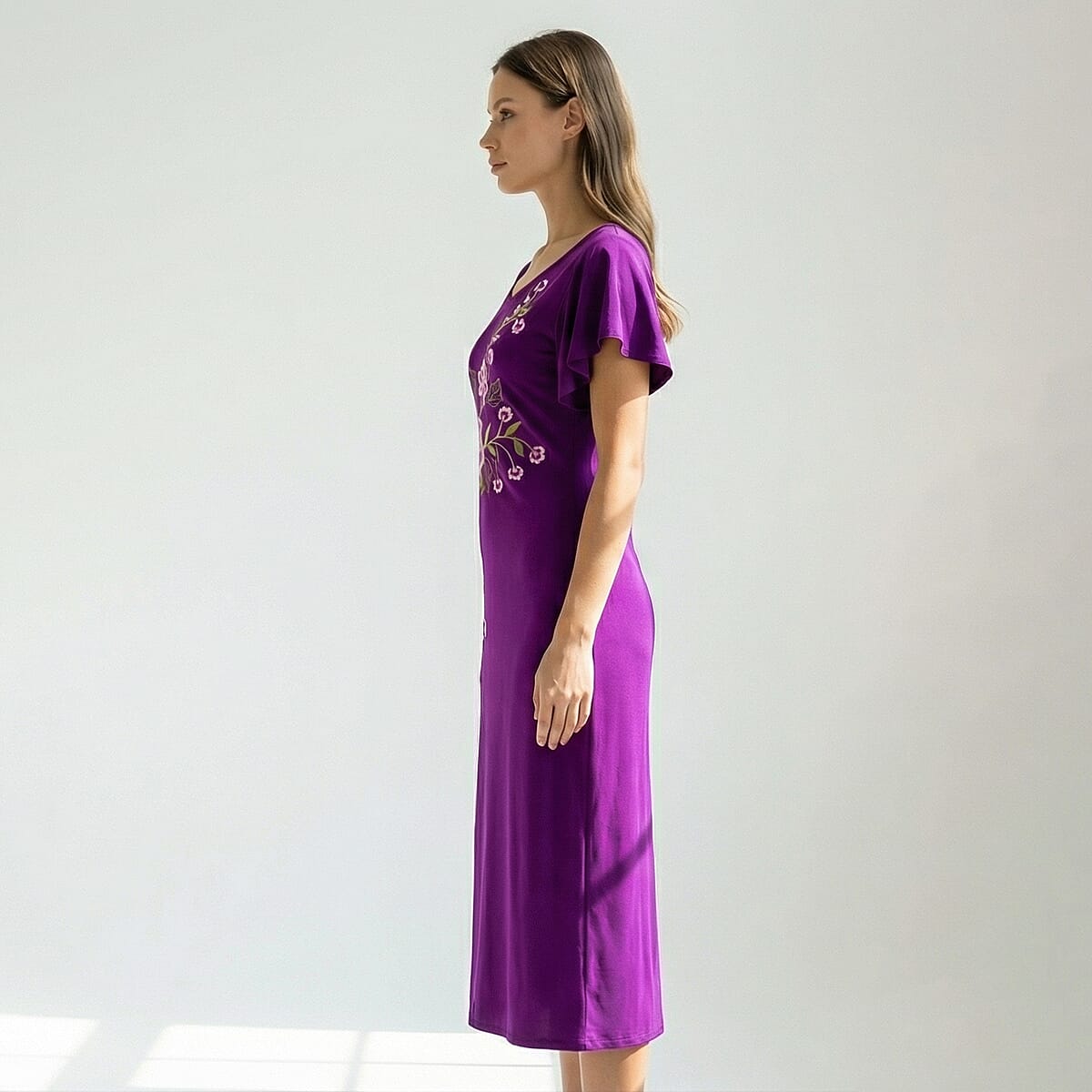 La Marey Purple Embroidered Dress - One Size Plus image number 2