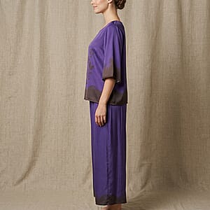 La Marey Blue Floral Printed 2pcs Pant Set - One Size Missy