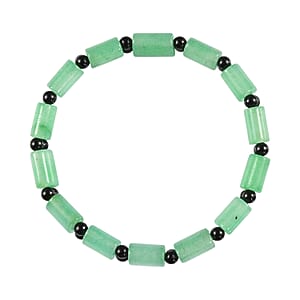 Green Aventurine and Thai Black Spinel 98.00 ctw Beaded Stretch Bracelet