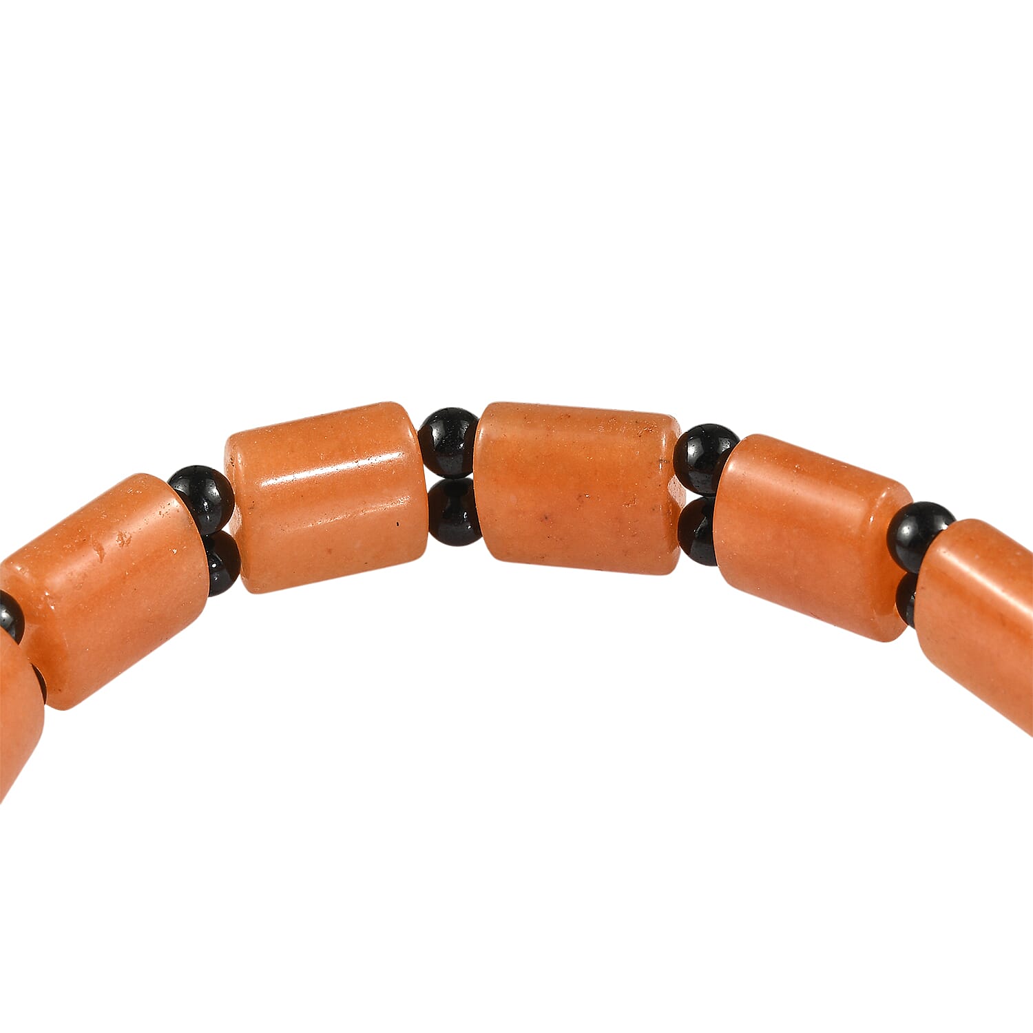 Red Aventurine and Thai Black Spinel 102.00 ctw Beaded Stretch Bracelet