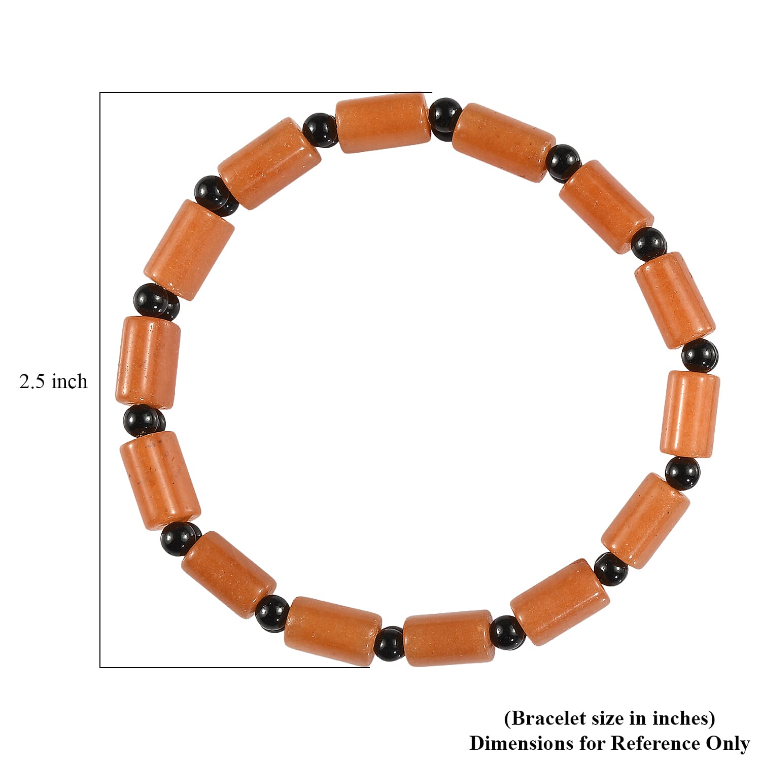 Red Aventurine and Thai Black Spinel 102.00 ctw Beaded Stretch Bracelet