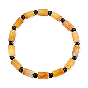 Yellow Aventurine and Thai Black Spinel 102.00 ctw Beaded Stretch Bracelet