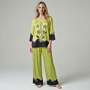 La Marey Green Floral Printed 2pcs Pant Set - One Size Plus