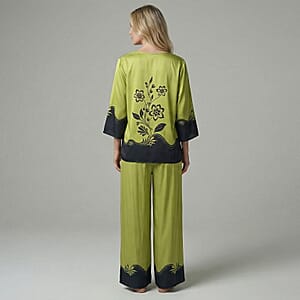 La Marey Green Floral Printed 2pcs Pant Set - One Size Plus